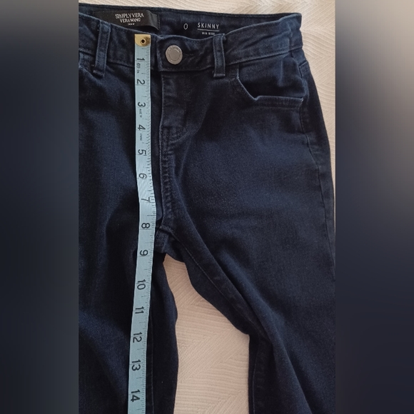 Simply Vera Vera Wang Denim sz 0 Skinny Mid-Rise Dark Blue Jeans - Picture 7 of 13